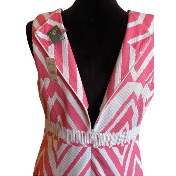 NWTS TAYLOR 60s STYLE PINK & WHITE SLEEVELESS GEOMETRIC DRESS SZ 10 - Picture 6 of 11